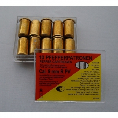 10 munitions &agrave; poivre 9 mm 380 RK (Revolver)