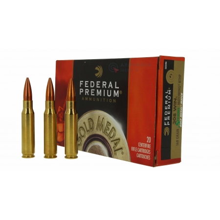 20 munitions Federal Gold Medal 168 gr. 308win  -...
