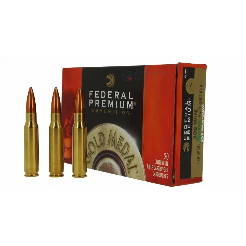 20 munitions Federal Gold Medal 168 gr. 308win  -  GM808M