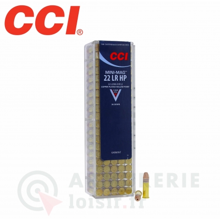 100 cartouches CCI Mini-mag 22LR HP 36 gr