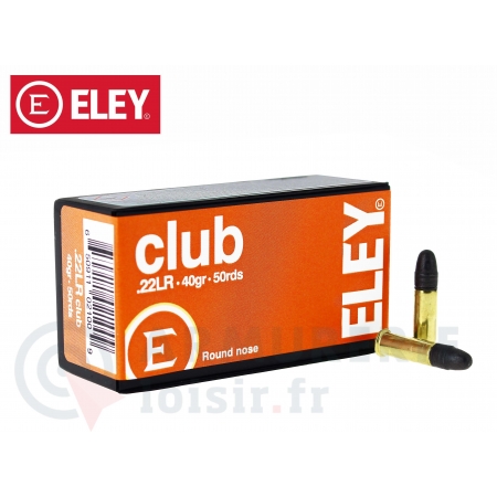 50 munitions Eley Club calibre .22 LR 40 Gr