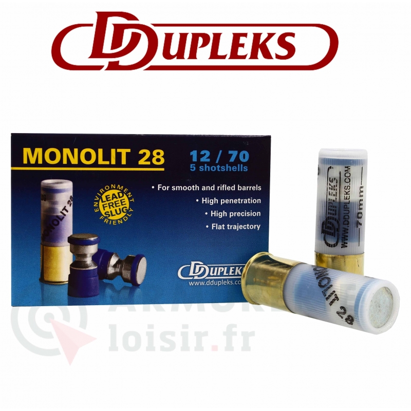 5 cartouches DDupleks Monolit 28 cal .12/70