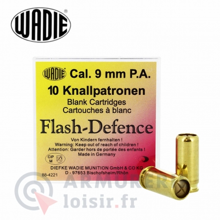 10 cartouches Wadie Flash Defence calibre 9 PAK