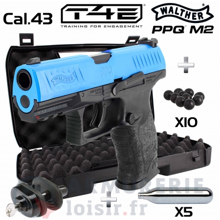 Pack Walther PPQ M2 T4E Bleu CO2 Cal. 43 (5 Joules)