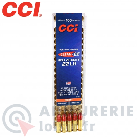  100 cartouches CCI  Clean 22LR HV Red 40 gr 