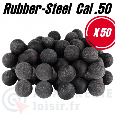 50 Balles caoutchouc m&eacute;tal Rubber-Steel HDR 50 - .50 