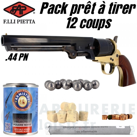 Pack Pr&ecirc;t &agrave; tirer Pietta 1851 RebNord Navy Laiton .44