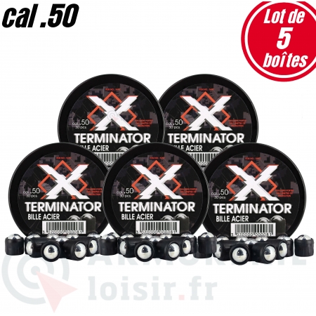 Lot de 5 bo&icirc;tes X-Terminator billes acier HDR 50 - .50