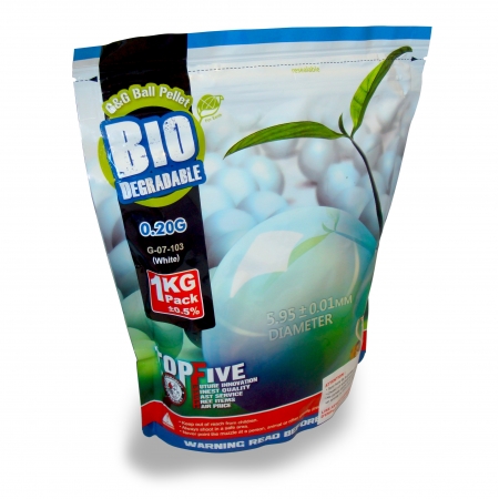 Sac billes 1kg G&G 0,20g 5,95mm biod&eacute;gradables x5000
