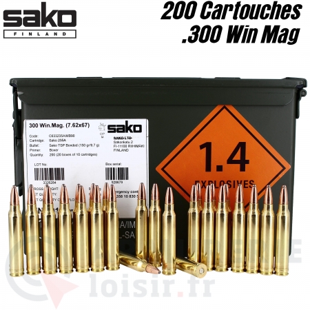 Cartouches Sako .300 Win Mag type militaire par 200...