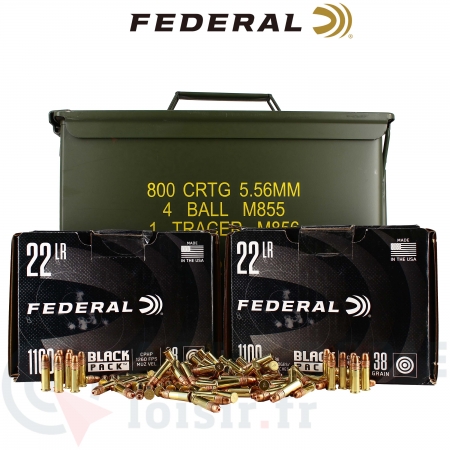 Lot de 4400 cartouches federal Black Box .22lr (38 gr)