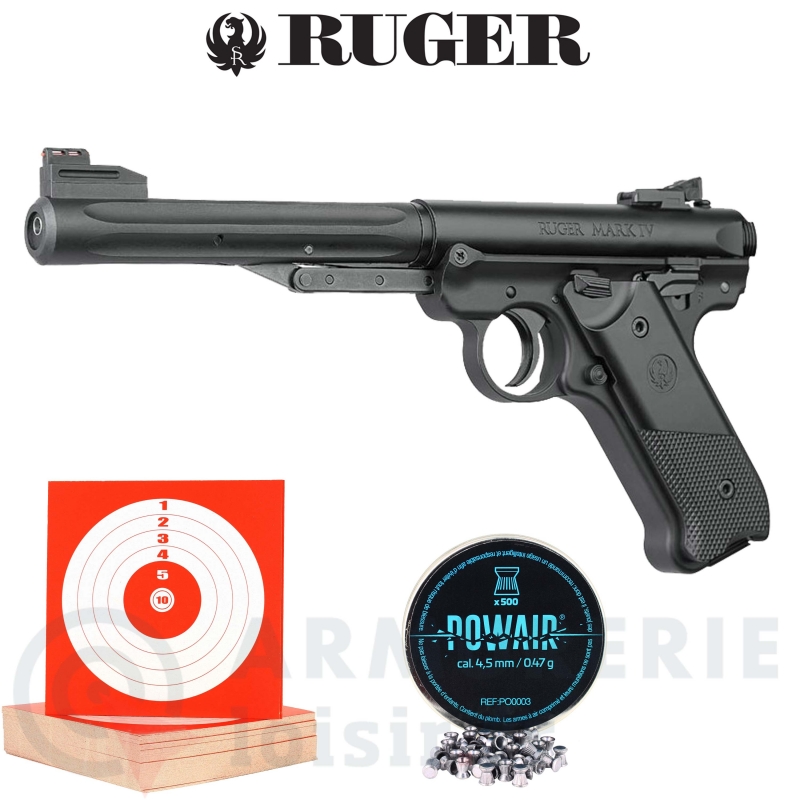 Pistolet Ruger Mark IV Hunter Noir 4.5mm (3.5 joules)