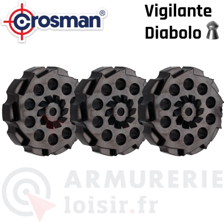 3 barillets Crosman Vigilante 10 coups 4.5mm Diabolo